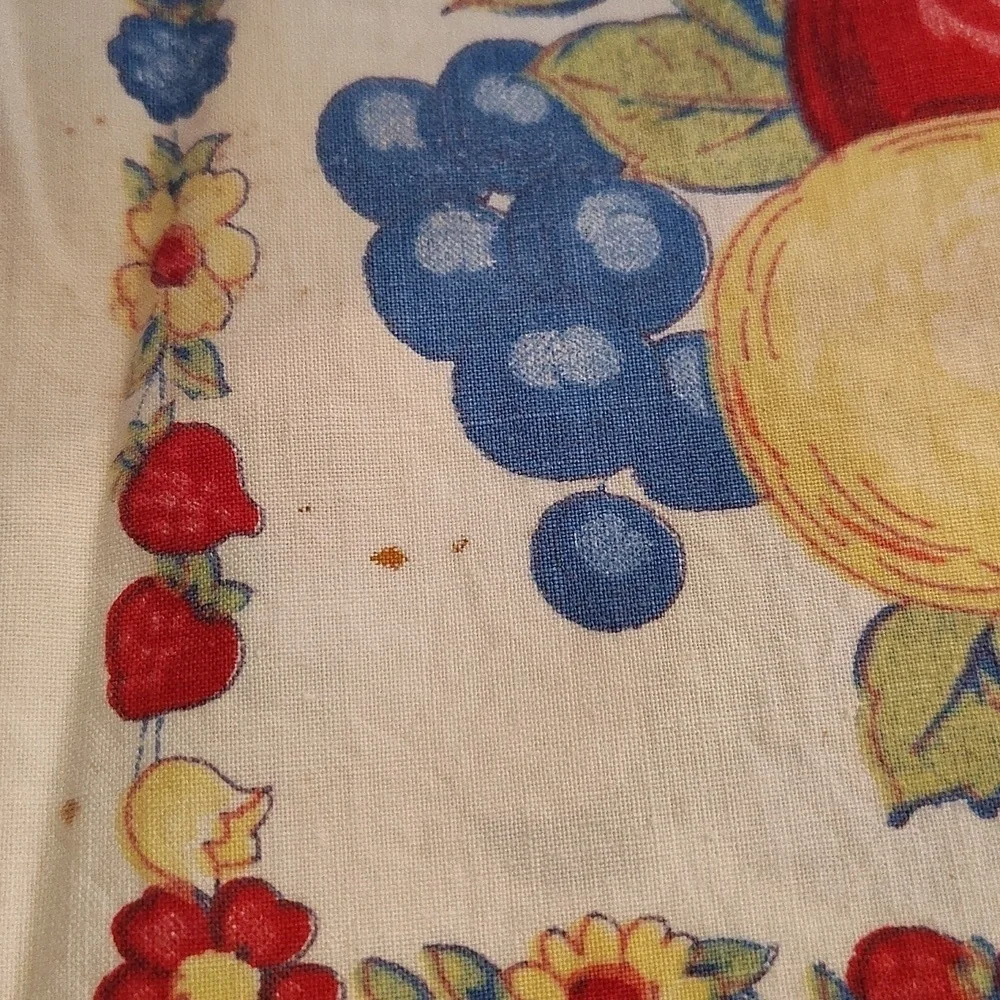 Vintage cloth napkin fruit and tulip print set of 3 12.5